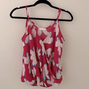 Drape floral tank top